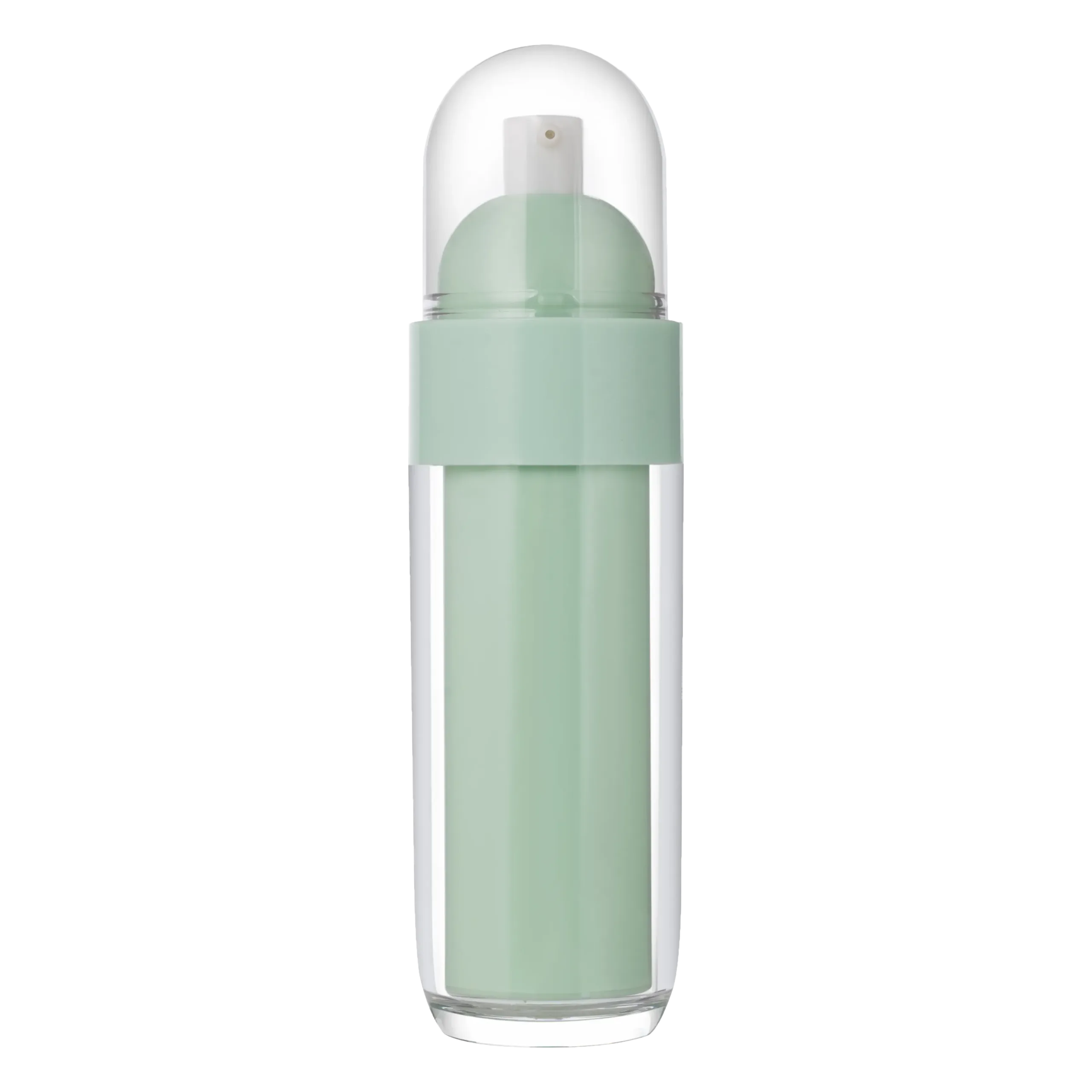cylinder airless bottle with transprent overcap