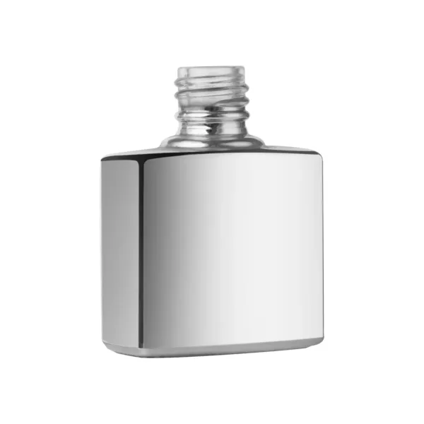 Shiny Silver Square Glass Nail Bottles