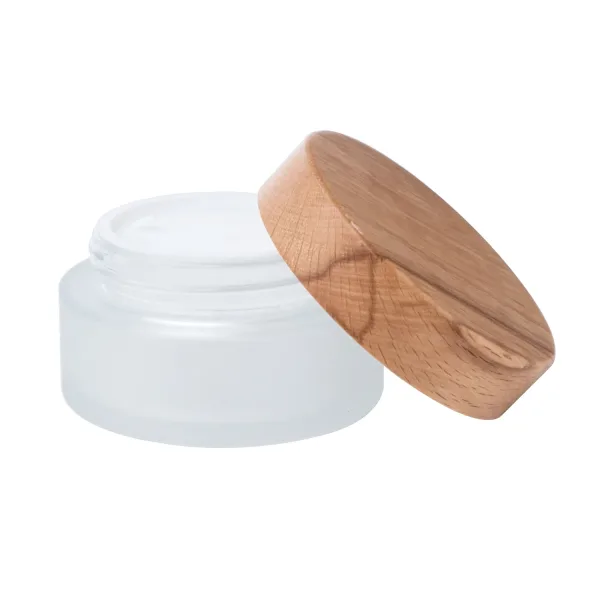 Glass Cream Jar with Wood Lid