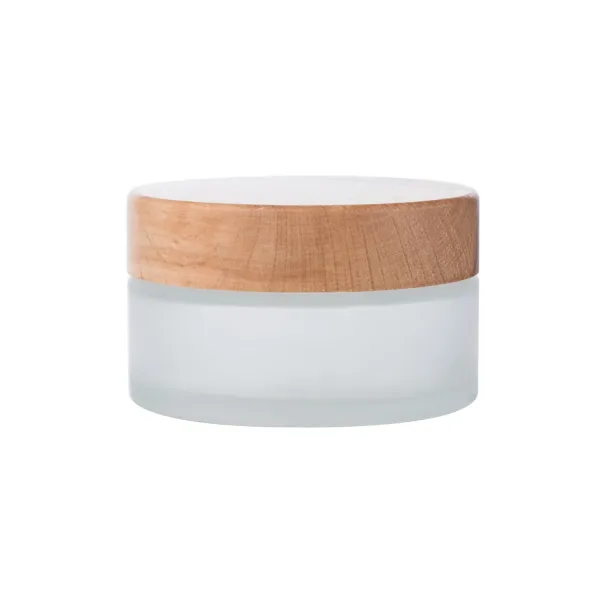 Glass Cream Jar with Wood Lid