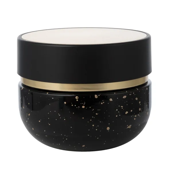 Custom Luxury Black Spray-Coated Round Glass Jar With Gold Inner Cap